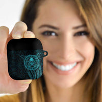 New Zealand Skull Darts AirPods Case Aotearoa Maori Chest Tattoo Stylized Teal - Polynesian Pride