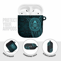 New Zealand Skull Darts AirPods Case Aotearoa Maori Chest Tattoo Stylized Teal - Polynesian Pride