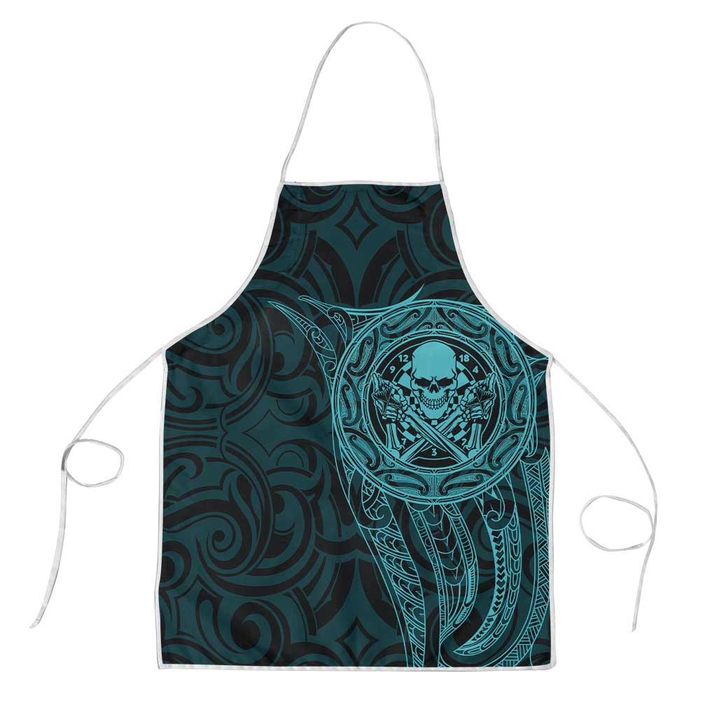 New Zealand Skull Darts Apron Aotearoa Maori Chest Tattoo Stylized Teal - Polynesian Pride