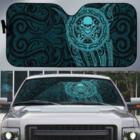 New Zealand Skull Darts Auto Sun Shade Aotearoa Maori Chest Tattoo Stylized Teal - Polynesian Pride