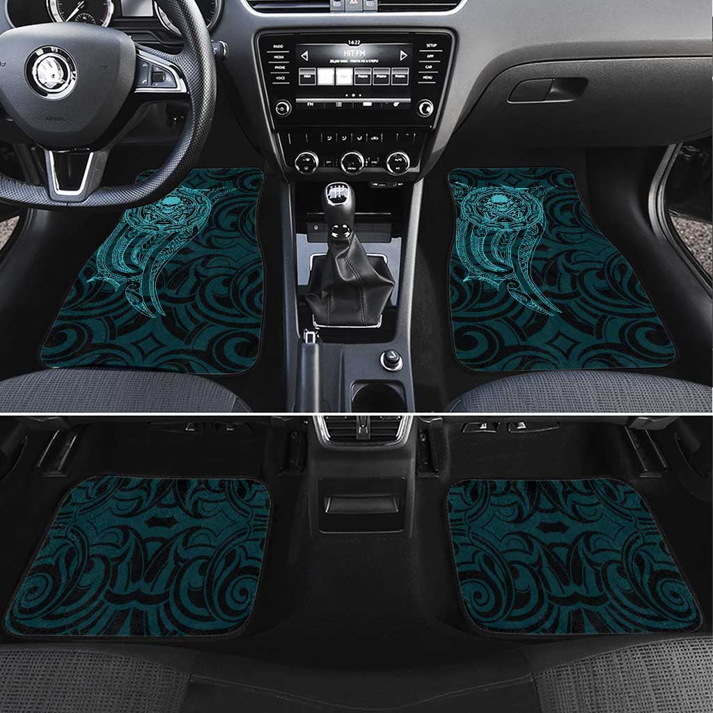 New Zealand Skull Darts Car Mats Aotearoa Maori Chest Tattoo Stylized Teal - Polynesian Pride