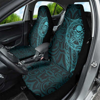 New Zealand Skull Darts Car Seat Cover Aotearoa Maori Chest Tattoo Stylized Teal - Polynesian Pride