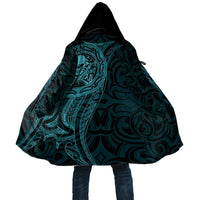 New Zealand Skull Darts Cloak Aotearoa Maori Chest Tattoo Stylized Teal - Polynesian Pride