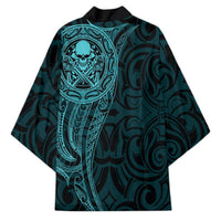 New Zealand Skull Darts Kimono Aotearoa Maori Chest Tattoo Stylized Teal - Polynesian Pride