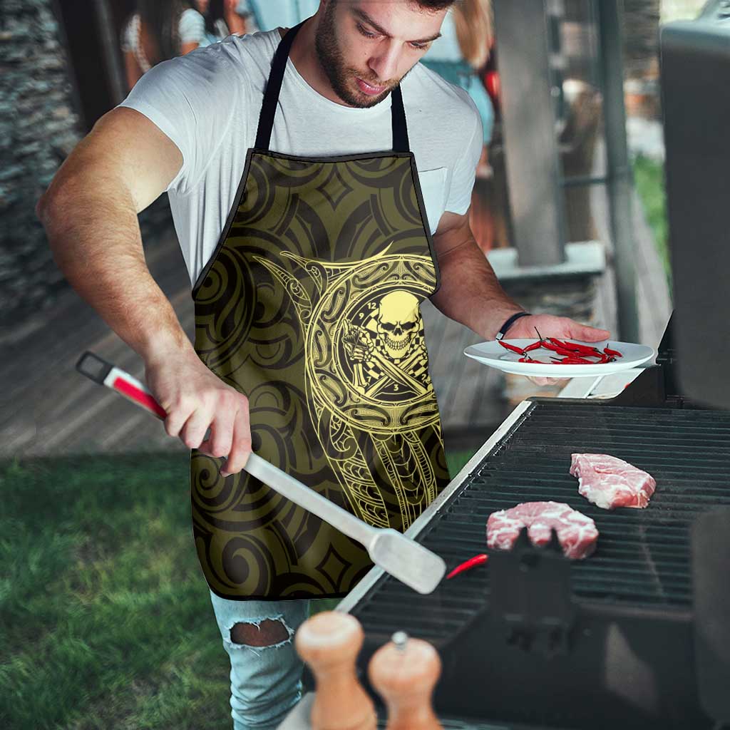 New Zealand Skull Darts Apron Aotearoa Maori Chest Tattoo Stylized Gold - Polynesian Pride