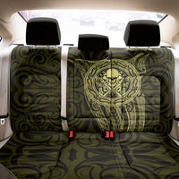 New Zealand Skull Darts Back Car Seat Cover Aotearoa Maori Chest Tattoo Stylized Gold - Polynesian Pride