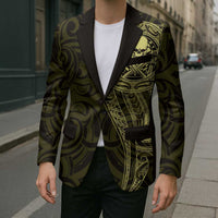 New Zealand Skull Darts Blazer Aotearoa Maori Chest Tattoo Stylized Gold - Polynesian Pride