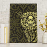 New Zealand Skull Darts Canvas Wall Art Aotearoa Maori Chest Tattoo Stylized Gold - Polynesian Pride
