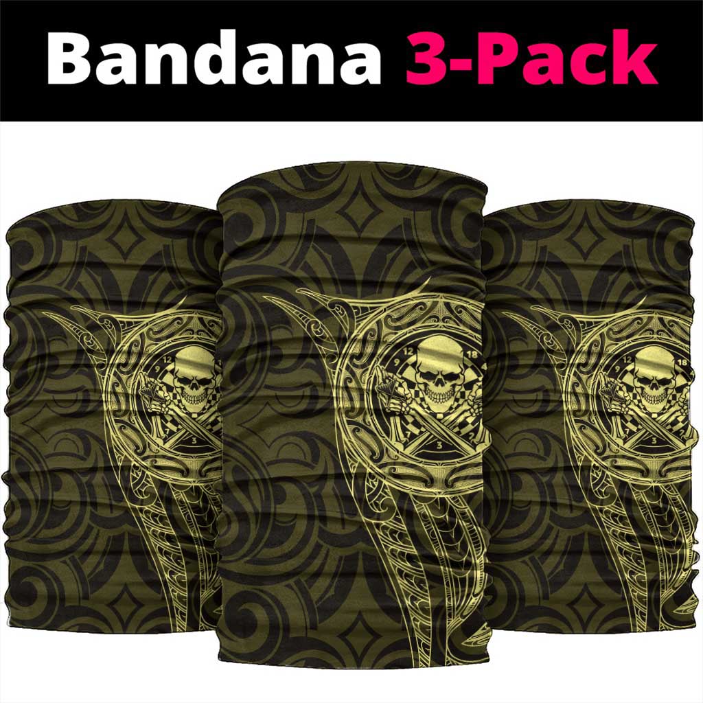 New Zealand Skull Darts Neck Gaiter Aotearoa Maori Chest Tattoo Stylized Gold - Polynesian Pride