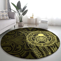 New Zealand Skull Darts Round Carpet Aotearoa Maori Chest Tattoo Stylized Gold - Polynesian Pride