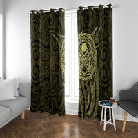 New Zealand Skull Darts Window Curtain Aotearoa Maori Chest Tattoo Stylized Gold - Polynesian Pride