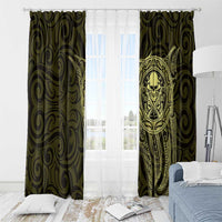 New Zealand Skull Darts Window Curtain Aotearoa Maori Chest Tattoo Stylized Gold - Polynesian Pride