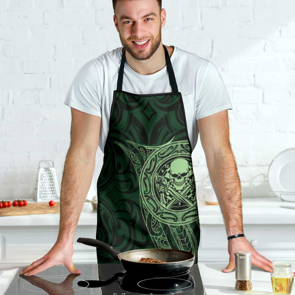 New Zealand Skull Darts Apron Aotearoa Maori Chest Tattoo Stylized Green - Polynesian Pride