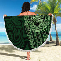 New Zealand Skull Darts Beach Blanket Aotearoa Maori Chest Tattoo Stylized Green - Polynesian Pride