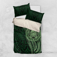 New Zealand Skull Darts Bedding Set Aotearoa Maori Chest Tattoo Stylized Green - Polynesian Pride
