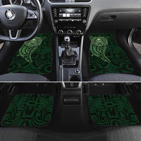New Zealand Skull Darts Car Mats Aotearoa Maori Chest Tattoo Stylized Green - Polynesian Pride