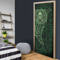 New Zealand Skull Darts Door Cover Aotearoa Maori Chest Tattoo Stylized Green - Polynesian Pride