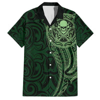 New Zealand Skull Darts Hawaiian Shirt Aotearoa Maori Chest Tattoo Stylized Green - Polynesian Pride