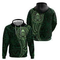 New Zealand Skull Darts Hoodie Aotearoa Maori Chest Tattoo Stylized Green - Polynesian Pride