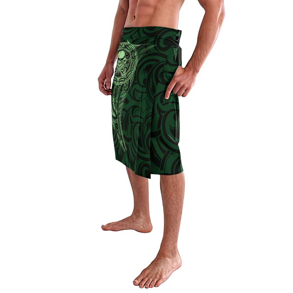 New Zealand Skull Darts Lavalava Aotearoa Maori Chest Tattoo Stylized Green - Polynesian Pride