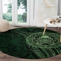 New Zealand Skull Darts Round Carpet Aotearoa Maori Chest Tattoo Stylized Green - Polynesian Pride
