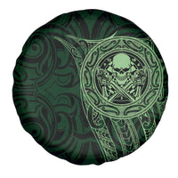 New Zealand Skull Darts Spare Tire Cover Aotearoa Maori Chest Tattoo Stylized Green - Polynesian Pride