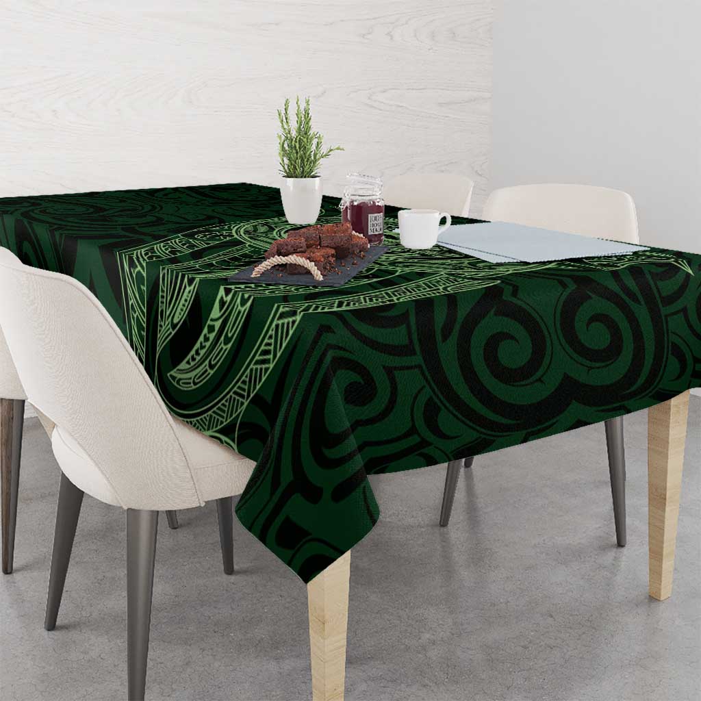 New Zealand Skull Darts Tablecloth Aotearoa Maori Chest Tattoo Stylized Green - Polynesian Pride