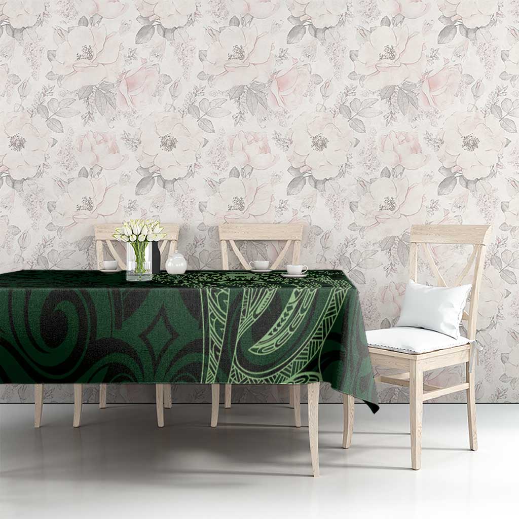 New Zealand Skull Darts Tablecloth Aotearoa Maori Chest Tattoo Stylized Green - Polynesian Pride