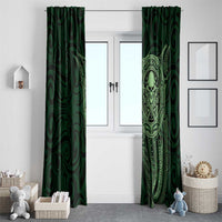 New Zealand Skull Darts Window Curtain Aotearoa Maori Chest Tattoo Stylized Green - Polynesian Pride