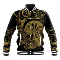 New Zealand Darts Baseball Jacket Skull In Dart We Trust Maori Pattern - Polynesian Pride