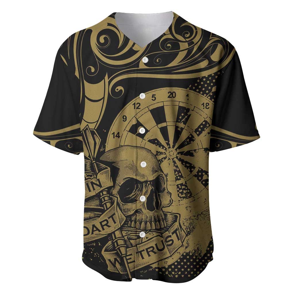 New Zealand Darts Baseball Jersey Skull In Dart We Trust Maori Pattern - Polynesian Pride