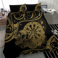New Zealand Darts Bedding Set Skull In Dart We Trust Maori Pattern - Polynesian Pride