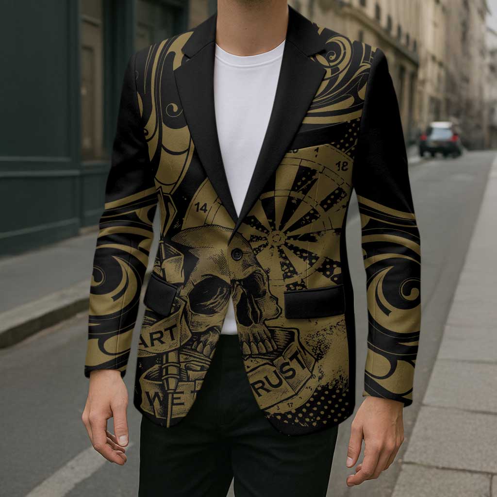 New Zealand Darts Blazer Skull In Dart We Trust Maori Pattern - Polynesian Pride