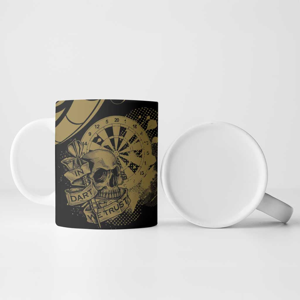 New Zealand Darts Ceramic Mug Skull In Dart We Trust Maori Pattern - Polynesian Pride