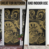 New Zealand Darts Door Cover Skull In Dart We Trust Maori Pattern - Polynesian Pride