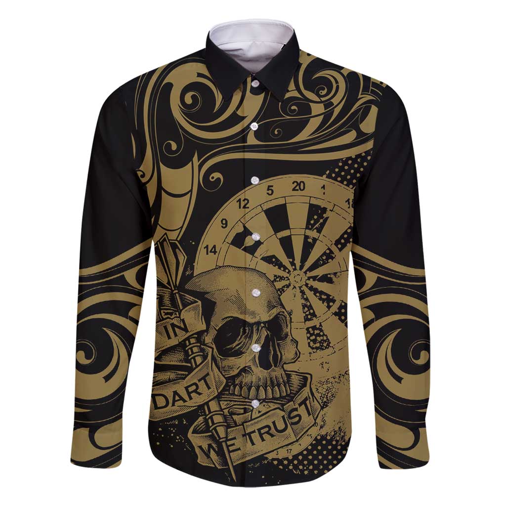 New Zealand Darts Family Matching Long Sleeve Bodycon Dress and Hawaiian Shirt Skull In Dart We Trust Maori Pattern - Polynesian Pride