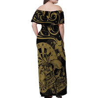 New Zealand Darts Family Matching Off Shoulder Maxi Dress and Hawaiian Shirt Skull In Dart We Trust Maori Pattern - Polynesian Pride
