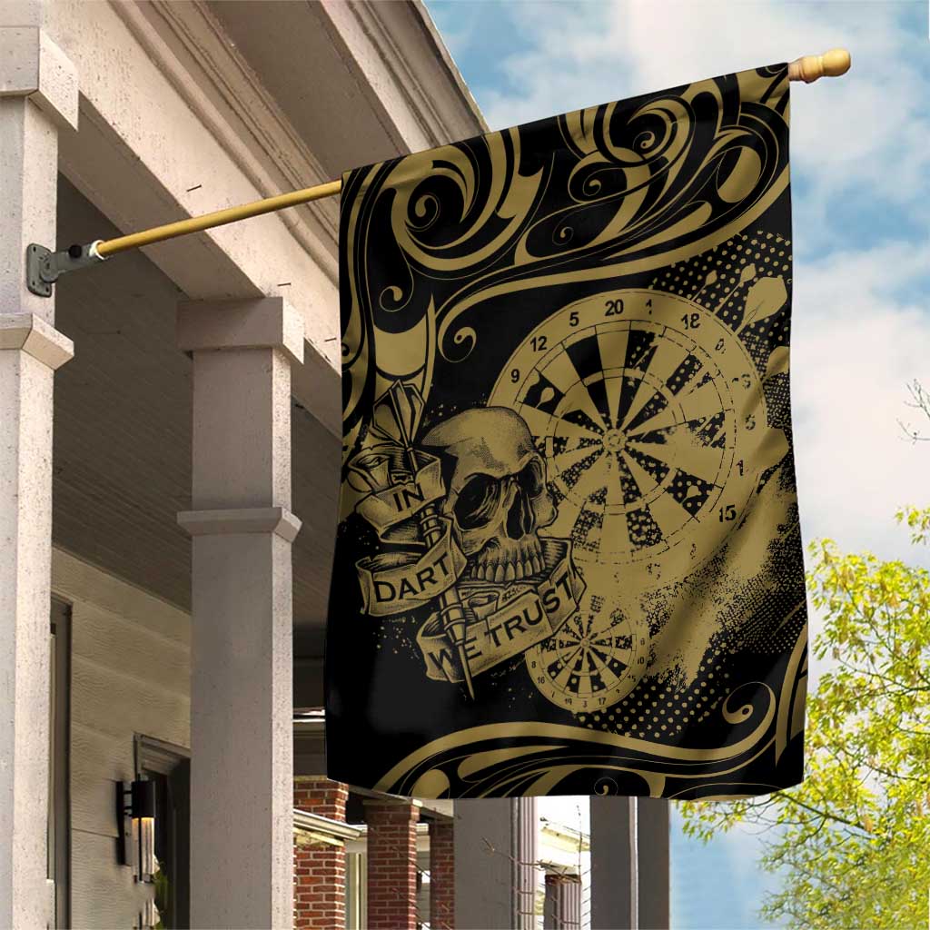 New Zealand Darts Garden Flag Skull In Dart We Trust Maori Pattern - Polynesian Pride