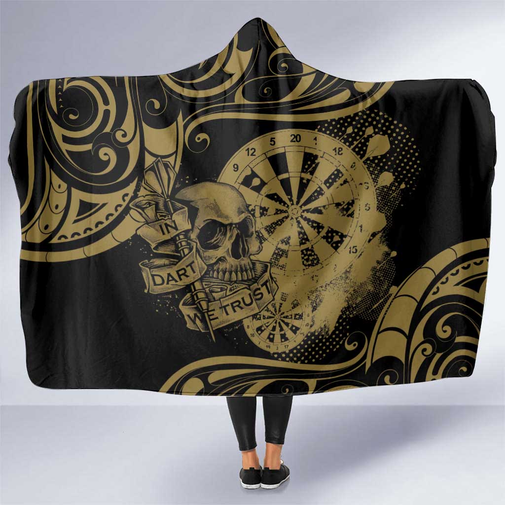 New Zealand Darts Hooded Blanket Skull In Dart We Trust Maori Pattern - Polynesian Pride