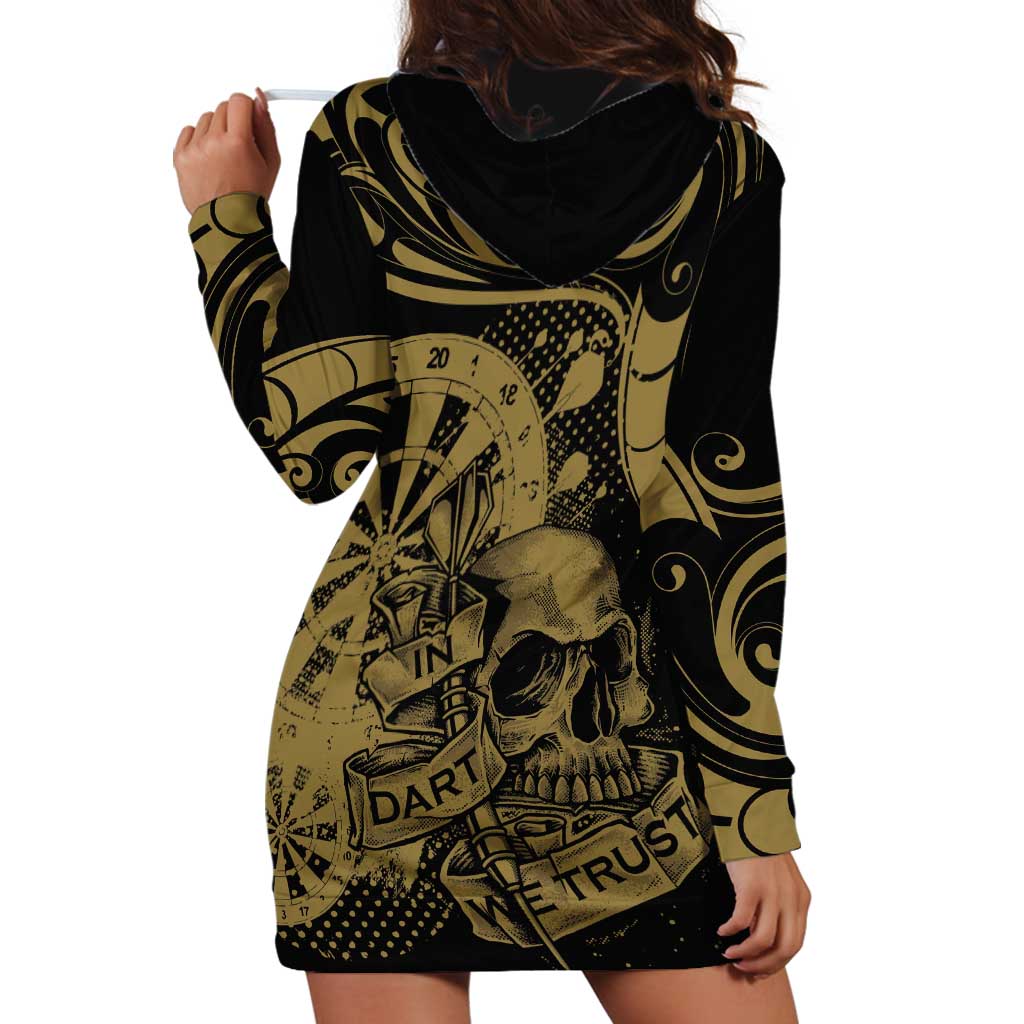 New Zealand Darts Hoodie Dress Skull In Dart We Trust Maori Pattern - Polynesian Pride