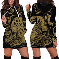 New Zealand Darts Hoodie Dress Skull In Dart We Trust Maori Pattern - Polynesian Pride