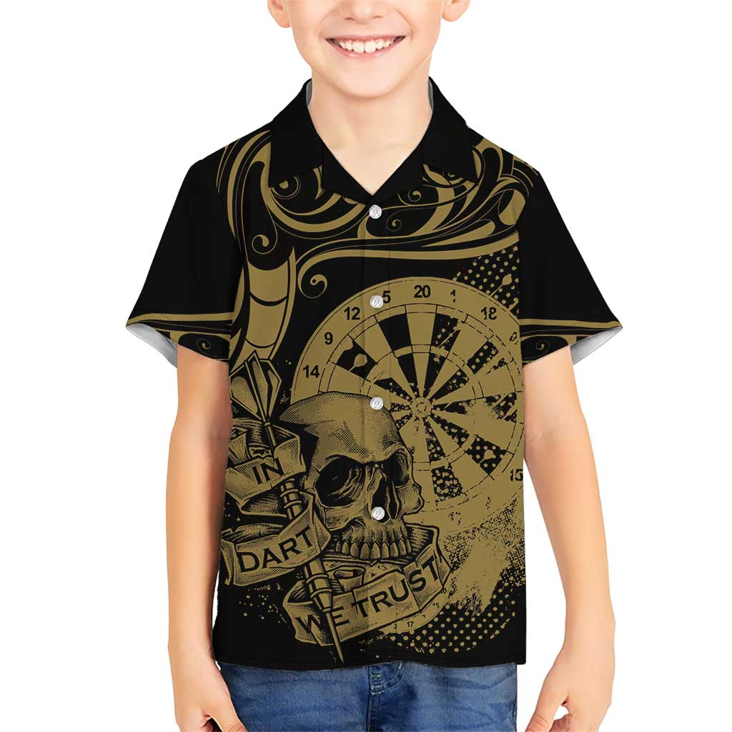 New Zealand Darts Kid Hawaiian Shirt Skull In Dart We Trust Maori Pattern - Polynesian Pride