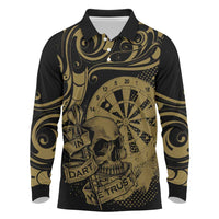 New Zealand Darts Long Sleeve Polo Shirt Skull In Dart We Trust Maori Pattern - Polynesian Pride