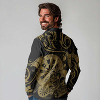 New Zealand Darts Long Sleeve Polo Shirt Skull In Dart We Trust Maori Pattern - Polynesian Pride