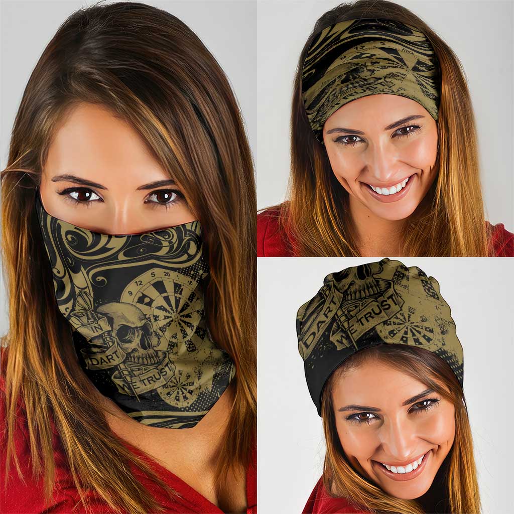 New Zealand Darts Neck Gaiter Skull In Dart We Trust Maori Pattern - Polynesian Pride