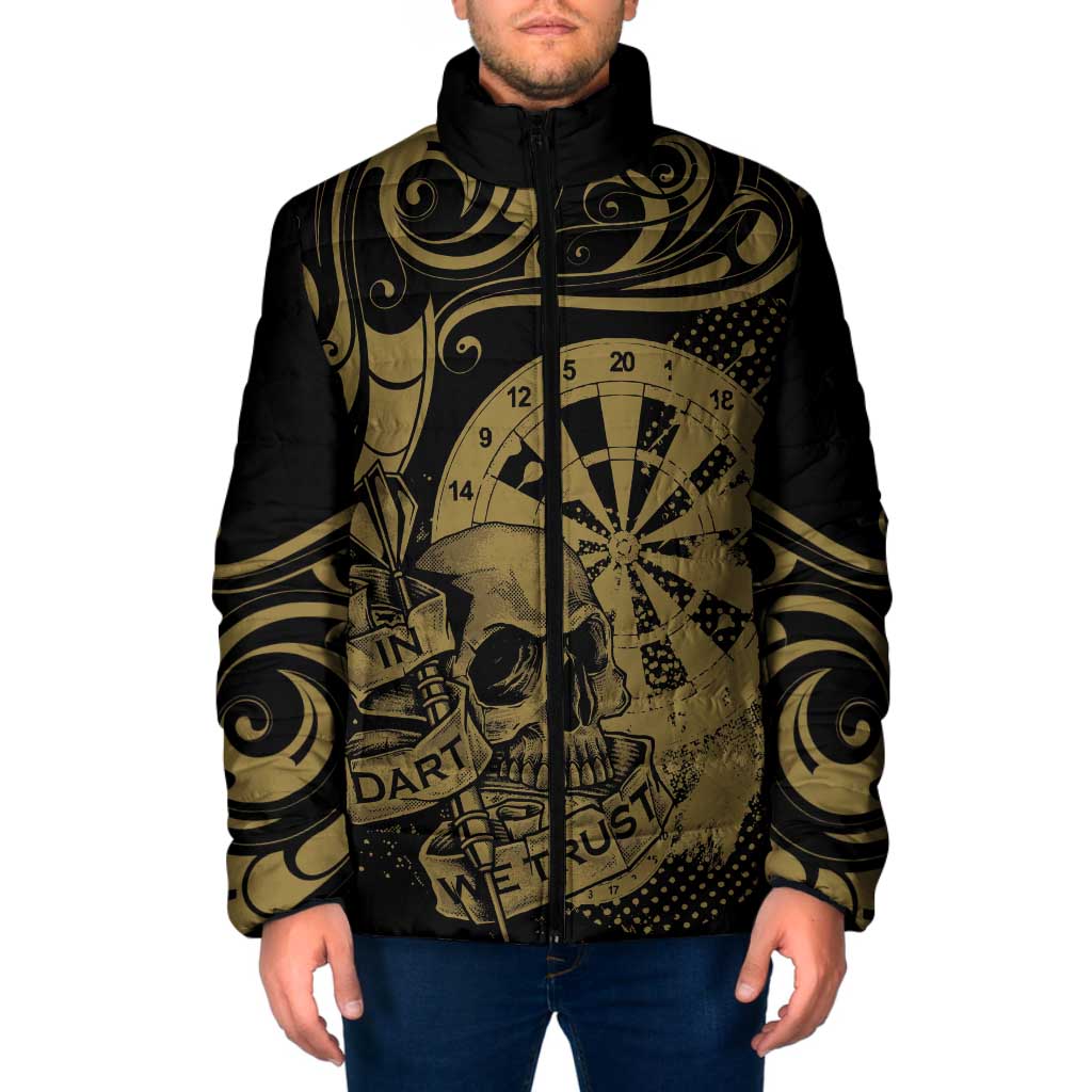New Zealand Darts Padded Jacket Skull In Dart We Trust Maori Pattern - Polynesian Pride