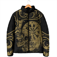 New Zealand Darts Padded Jacket Skull In Dart We Trust Maori Pattern - Polynesian Pride