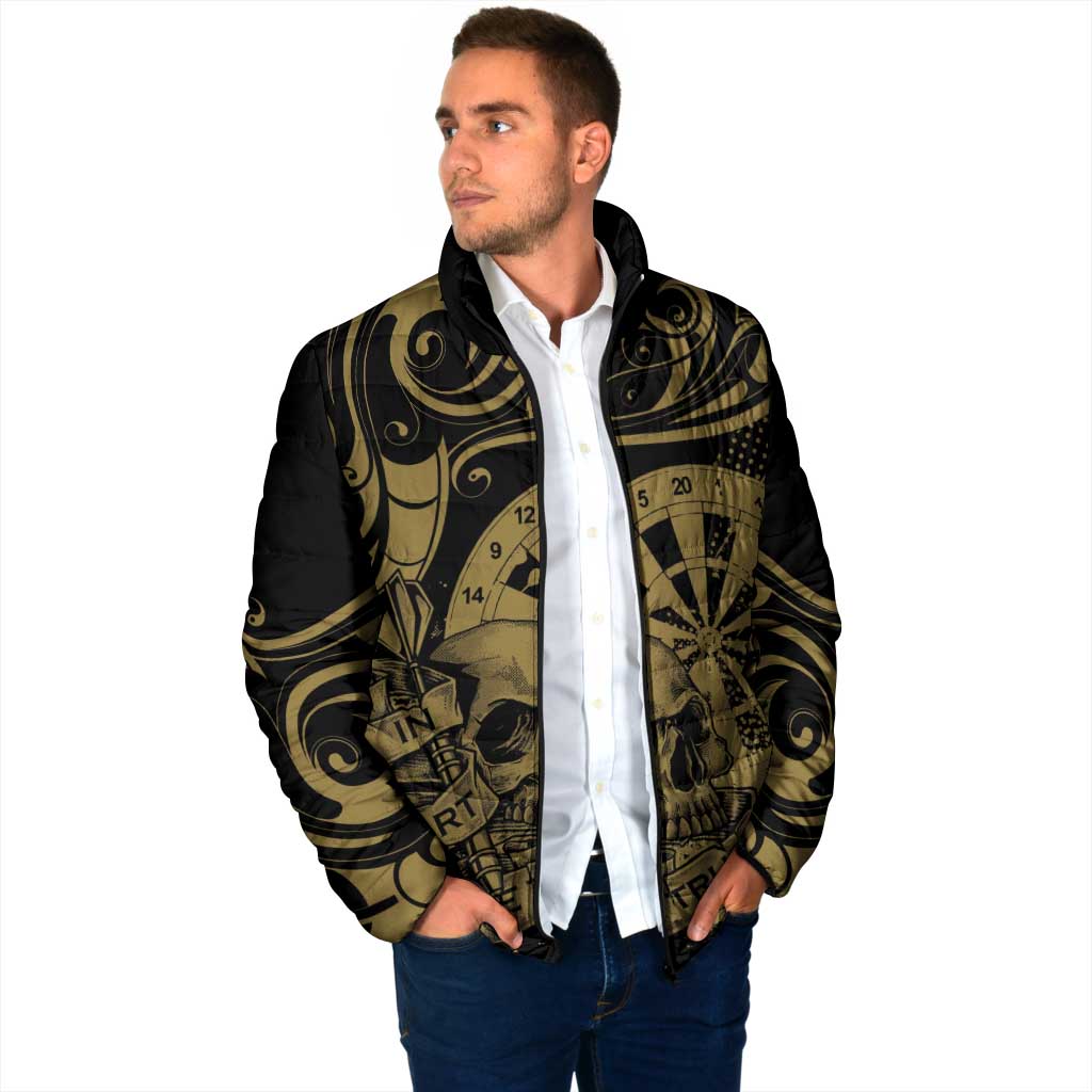 New Zealand Darts Padded Jacket Skull In Dart We Trust Maori Pattern - Polynesian Pride
