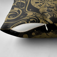 New Zealand Darts Pillow Cover Skull In Dart We Trust Maori Pattern - Polynesian Pride