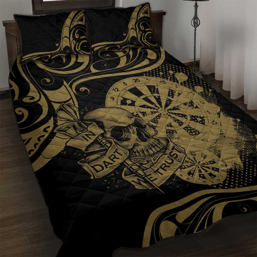 New Zealand Darts Quilt Bed Set Skull In Dart We Trust Maori Pattern - Polynesian Pride